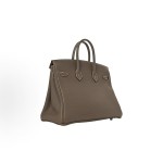 HERMES Birkin 25 silver-clasp platinum handbag, 25 women\'s edition, 18 Etoupe, Elephant grey